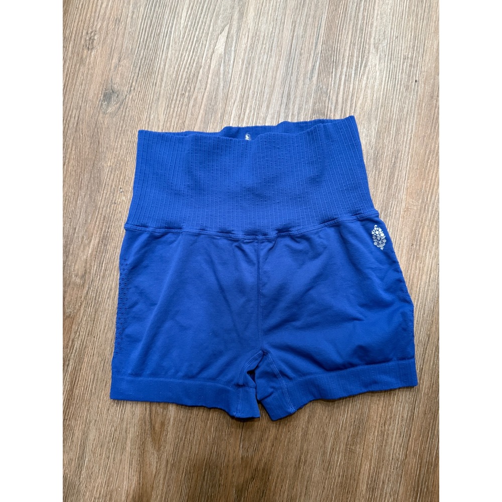 Free People FP Movement Good Karma High Waisted Seamless Shorts Royal Blue S/M